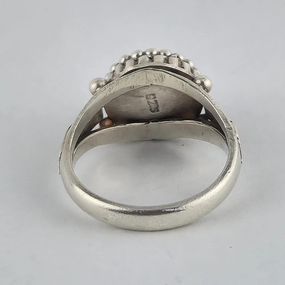 Vintage 925 Sterling Silver Ring with Black Onyx Stone Size‎ 9
